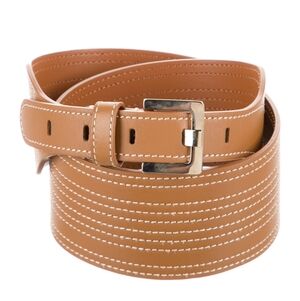 Veronica Beard Kiara Leather Belt Brown Honey Chunky Coastal‎ Cowgirl Size L